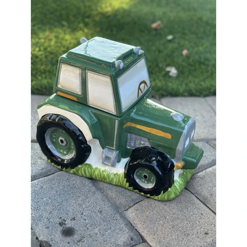 Vintage Large Green Tractor Cookie Jar, style of a John Deere